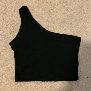 Black one shoulder crop top